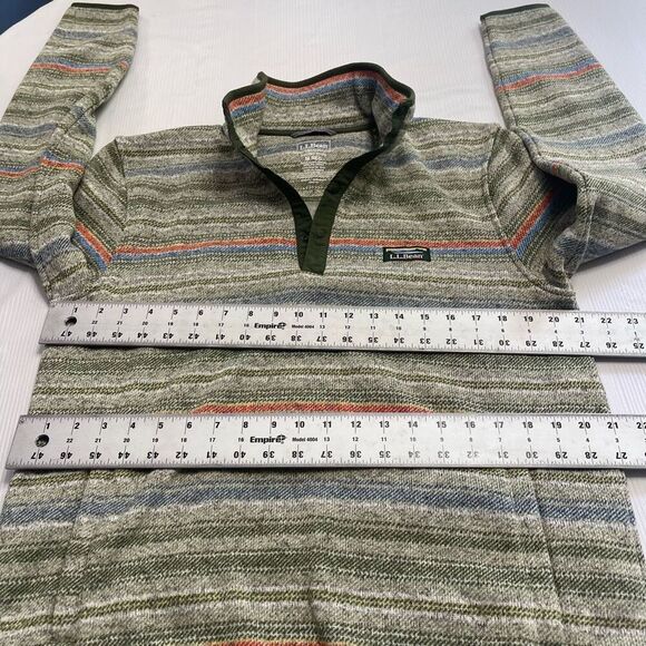 L.L. Bean Slightly Fitted Mens Pullover Printed Marsh Snap Sweater Medium - Picture 5 of 8